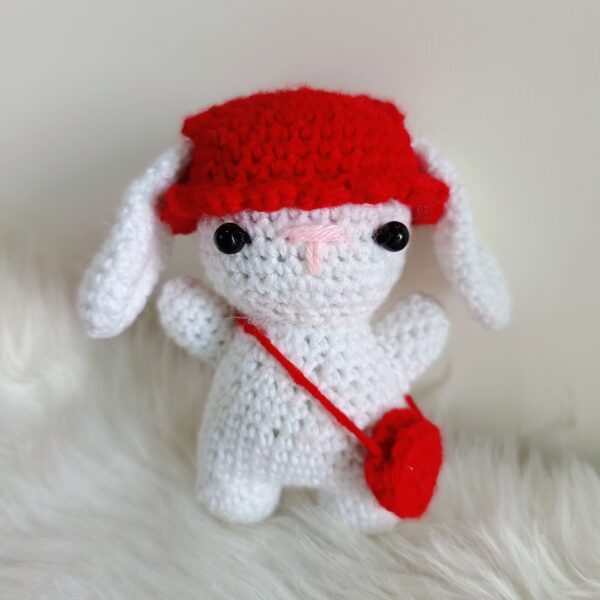 Crocheted Pocket Bunny Charms with Cap & Bag 1