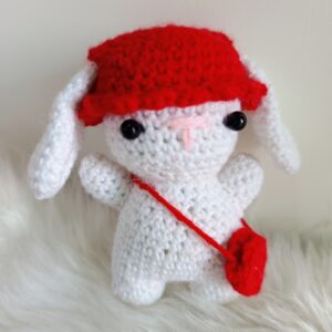 Crocheted Pocket Bunny Charms with Cap & Bag
